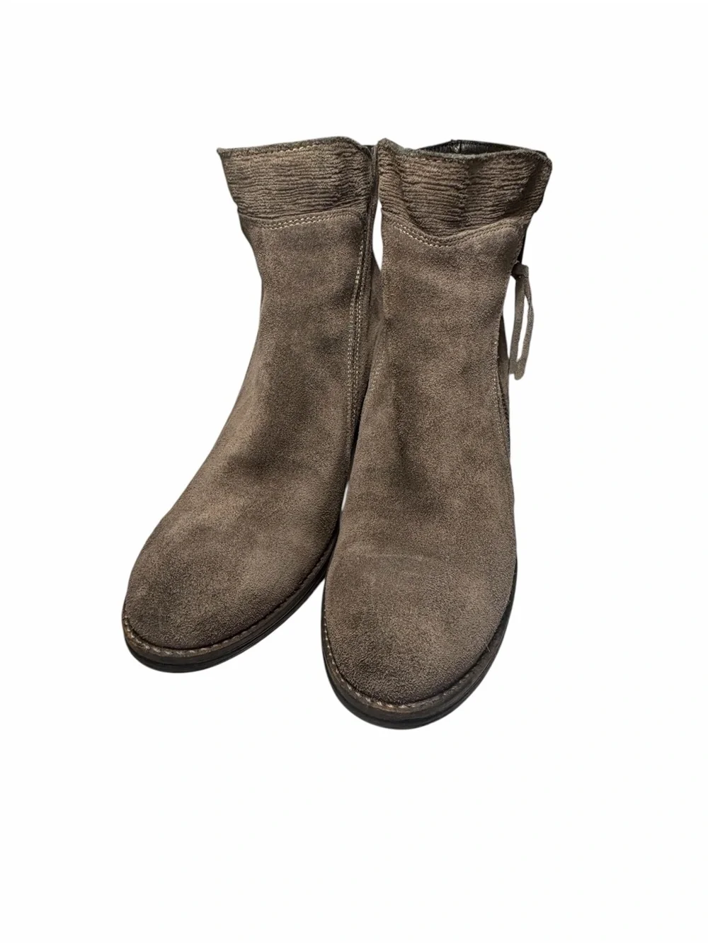 Taos Dille Suede Ankle Booties in Taupe Made in Potugal - Women 11